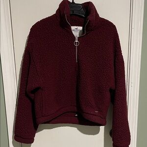 Hollister Maroon Fleece Half-Zip